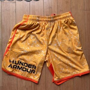 Under Armour Boys Speckled Orange Athletic Shorts